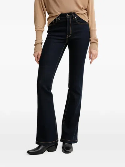 Benetton Flared Contrast-stitch Jeans In Blue