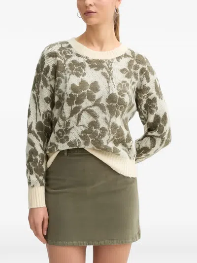 Benetton Floral-pattern Sweater In Green