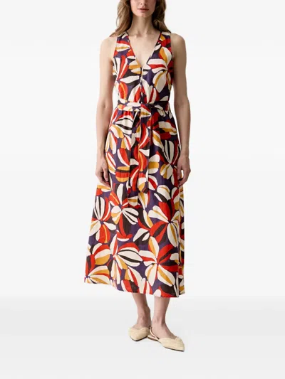 Benetton Floral-print Belted Maxi Dress In Multi