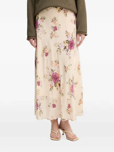 Benetton Floral-print Flared Midi Skirt In Multi
