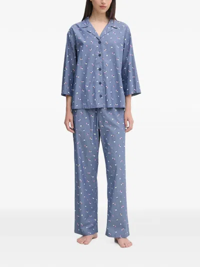 Benetton Floral-print Pajamas In Blue