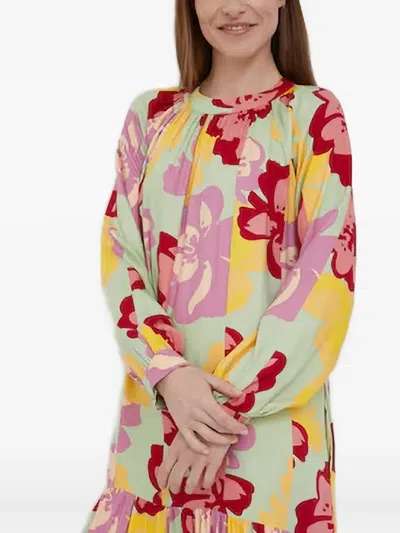 Benetton Floral-print Ruffled Midi Dress In Multi