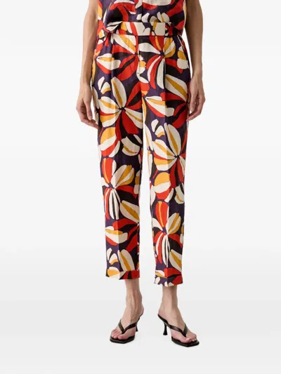 Benetton Floral-print Tapered Trousers In Multi