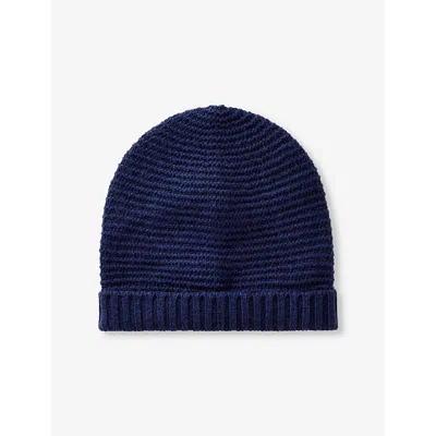 Benetton Kids' Fold-up Ribbed Knitted Hat 0-18 Month In Night Blue