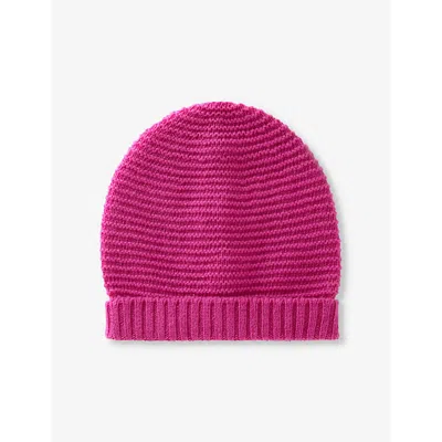 Benetton Kids' Fold-up Ribbed Knitted Hat 0-18 Months Cyclamen