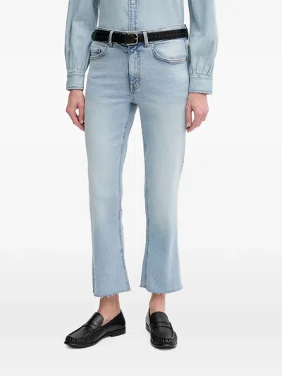 Benetton Frayed Denim Jeans In Blue