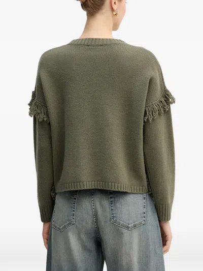 Benetton Fringed Sweater In Green