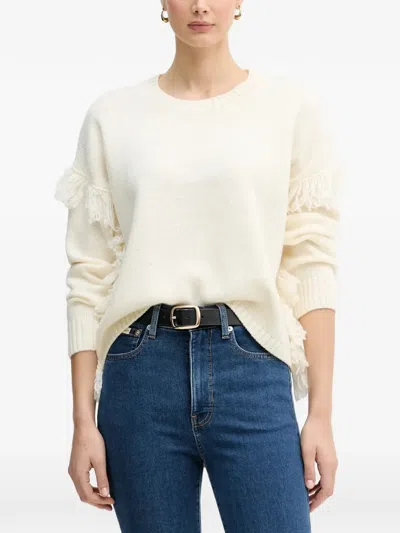 Benetton Fringed Sweater In Neutral