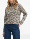 Benetton Geometric-pattern Roll-neck Sweater In Gray
