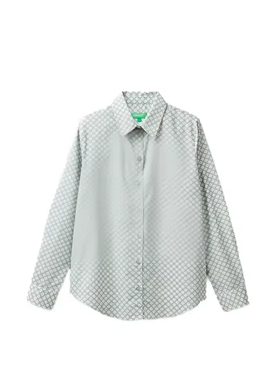 Benetton Geometric-print Shirt In White