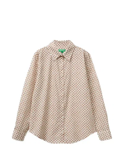 Benetton Geometric-print Shirt In Neutral