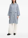 Benetton Gingham-check Coat In Blue