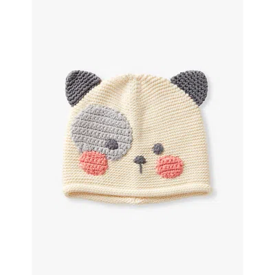 Benetton Girls Cream Kids Animal-applique Pull-on Knitted Hat 1-18 Months 9-18