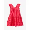 BENETTON BRODERIE-ANGLAISE FRILL-TRIM COTTON MINI DRESS 6-14 YEARS