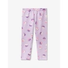 Benetton Girls Lilac Pattern Kids Floral-print Elasticated-waistband Stretch-cotton Leggings 2-6 Yea