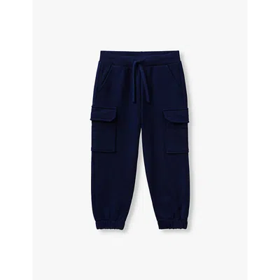 Benetton Girls Night Blue Kids Cargo-pocket Elasticated-waist Cotton Jogging Bottoms 18 Months-6 Yea