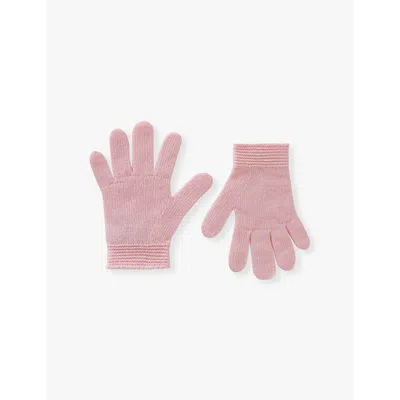 Benetton Girls Pink Kids Unisex Slip-on Knitted Gloves 1-6 Years 4-6 In Pink