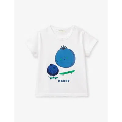Benetton Girls White Berry Kids Graphic-embroidered Short-sleeve Organic-cotton T-shirt 1-18 Months