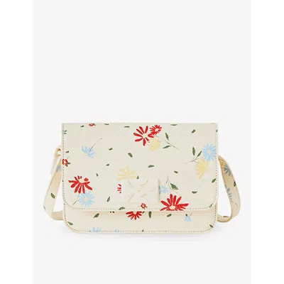 Benetton Girls White Floral Kids' Floral-print Woven Shoulder Bag