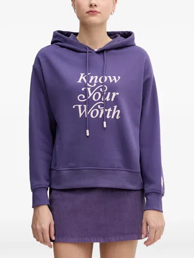 Benetton Graphic-print Hoodie In Purple