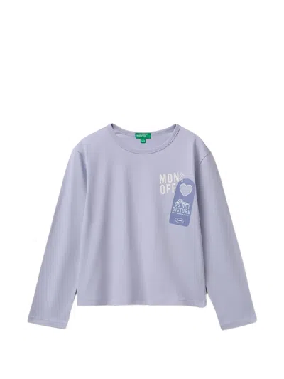 Benetton Kids' Graphic-print Long-sleeve T-shirt In Purple