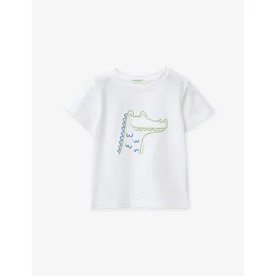 Benetton Kids' Graphic-print Short-sleeve Cotton T-shirt 1-6 Years Whit In White