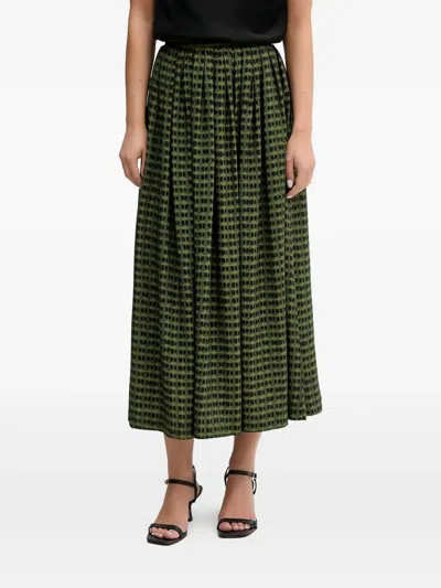 Benetton 도트 미디 스커트 In Green