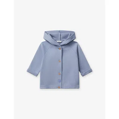 Benetton Babies' Grey Branded Cotton Hoody 1-18 In Blue