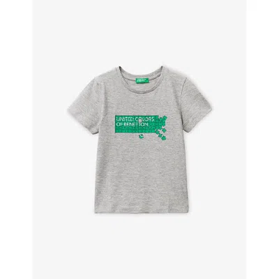 Benetton Kids' Grey Logo-print Cotton T-shirt 12 Month In Gray