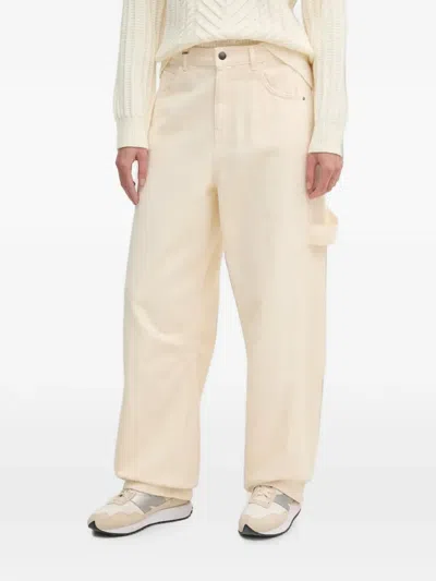 Benetton Hammer-loop Wide-leg Jeans In Neutral