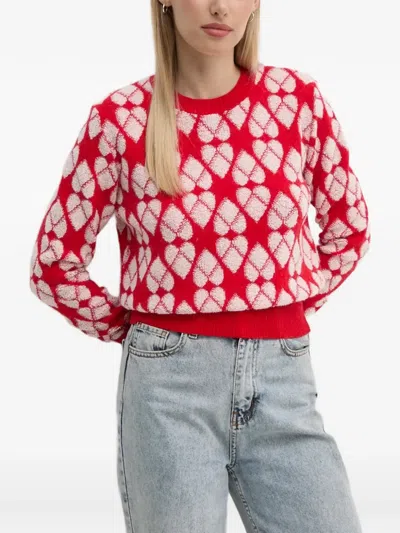 Benetton Heart Pattern Sweater In Multi