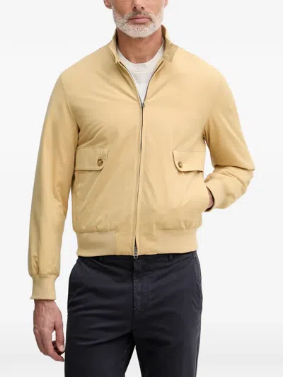 Benetton High-neck Button-flap Jacket In Yellow
