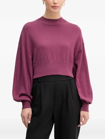 Benetton High-neck Cropped Sweater In Purple