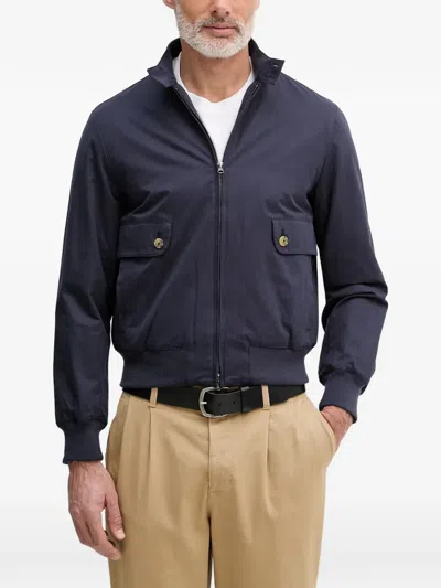 Benetton High-neck Zip-up Bomber Jacket In Blue