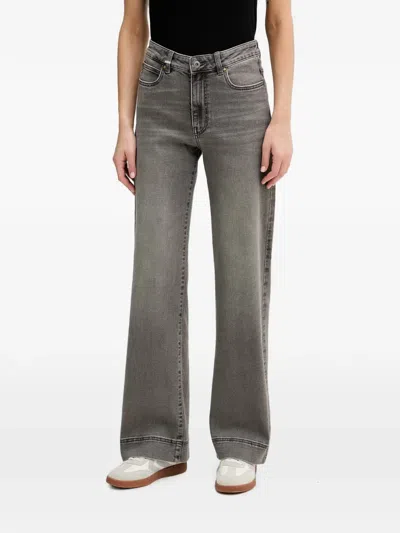 Benetton High-waisted Wide-leg Jeans In Gray
