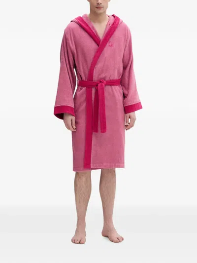 Benetton Hooded Belted Dressing Gown In Pink