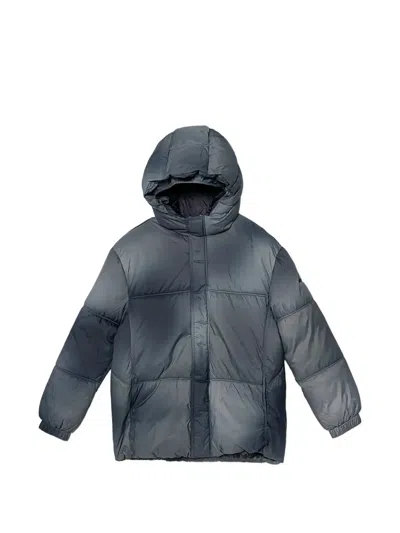 Benetton Kids' Hooded Logo Patch Jacket In Gray