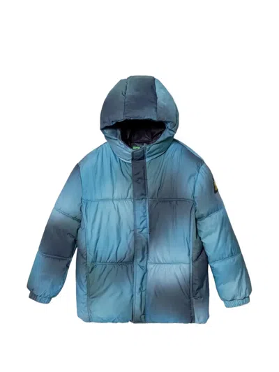 Benetton Kids' Hooded Patch Jacket In Blue