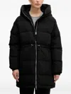 Benetton Hooded Puffer Coat In Black