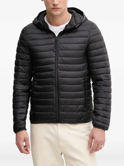 Benetton Hooded Puffer Jacket In Black