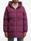 Benetton Hooded Zip Coat In Purple