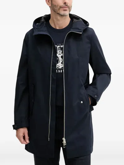 Benetton Hooded Zipped Parka In Blue