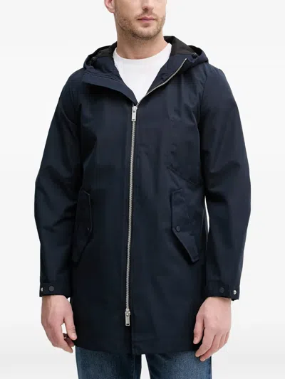 Benetton Hooded Zip-up Jacket In Blue