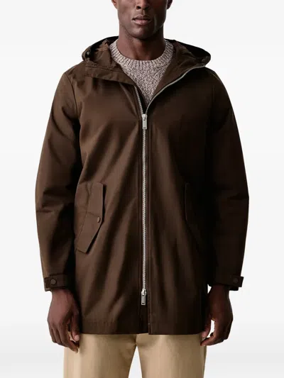Benetton Hooded Zip-up Jacket In Brown
