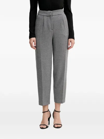 Benetton Houndstooth Pleated Trousers In Gray