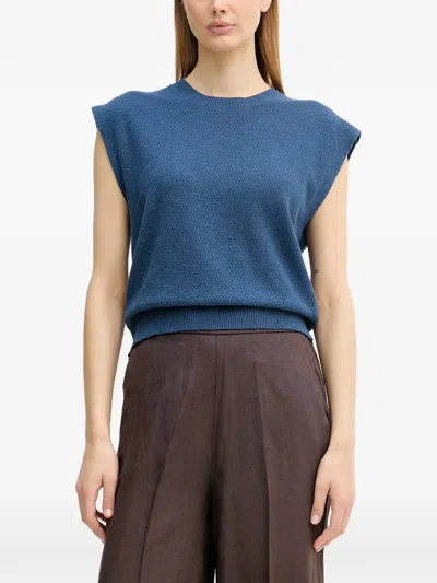 Benetton Knitted Vest In Blue