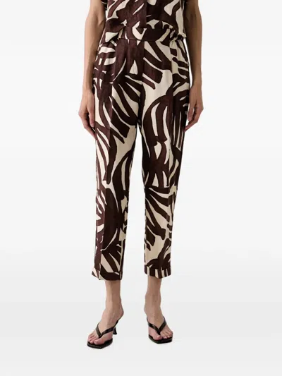 Benetton Leaf-print Pleated Trousers In Multi