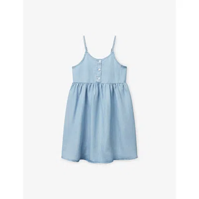 Benetton Kids' Light Blue Denim Chambray Flared Woven Dress 6-14