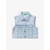 Benetton Lasered Embroidered-logo Denim Jacket 8-14 Years Light Blue Denim