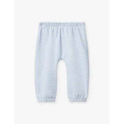Benetton Kids' Animal-embroidery Velour Jogging Bottoms 1-18 M In Light Blue Powder